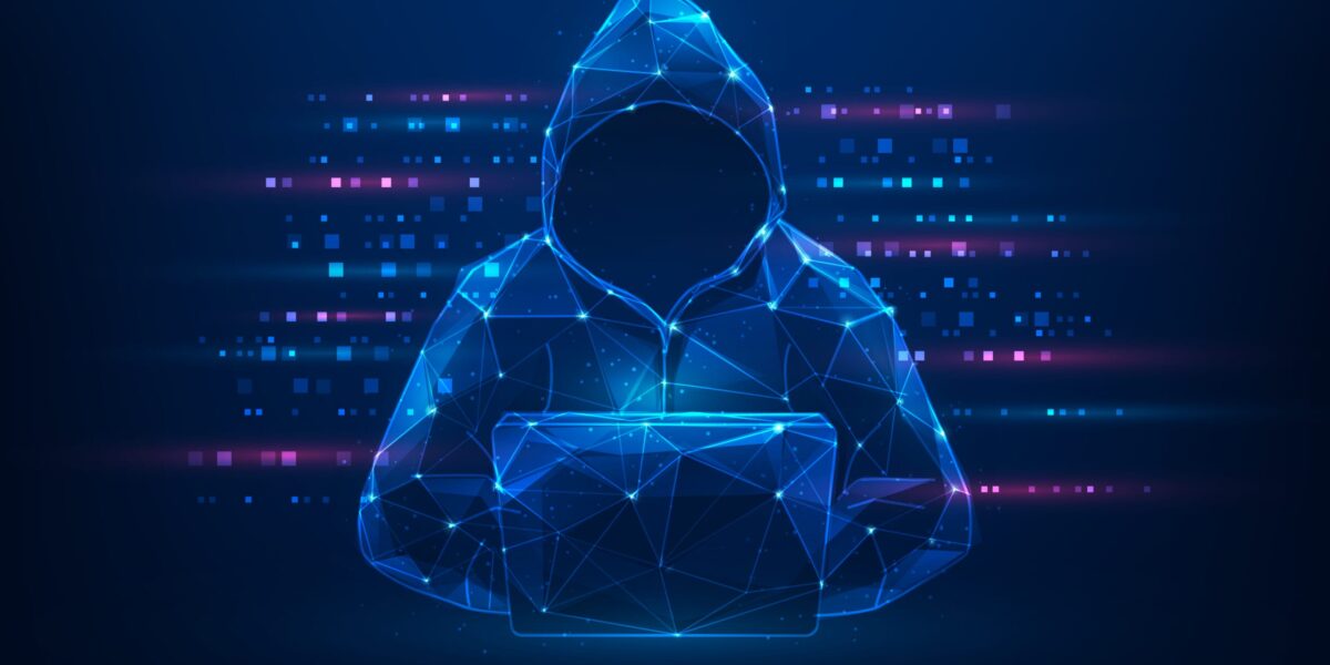 Digital hacker with laptop image