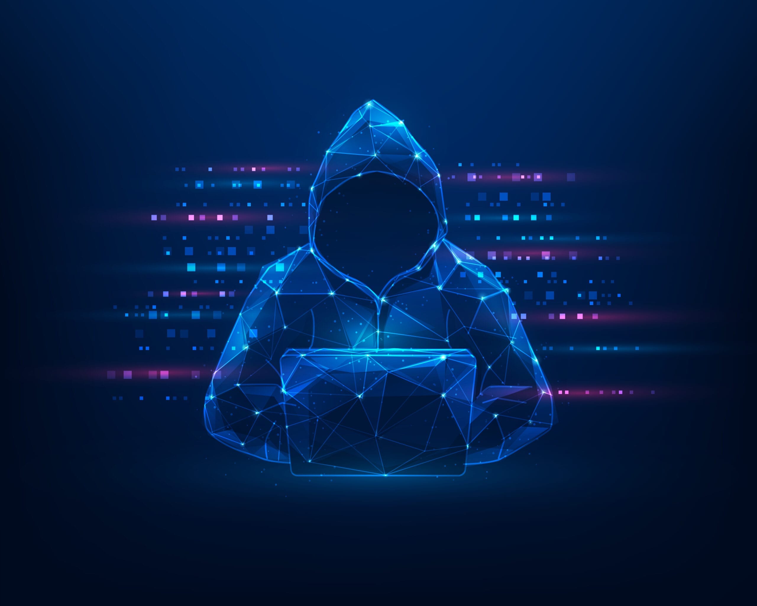 Digital hacker with laptop image