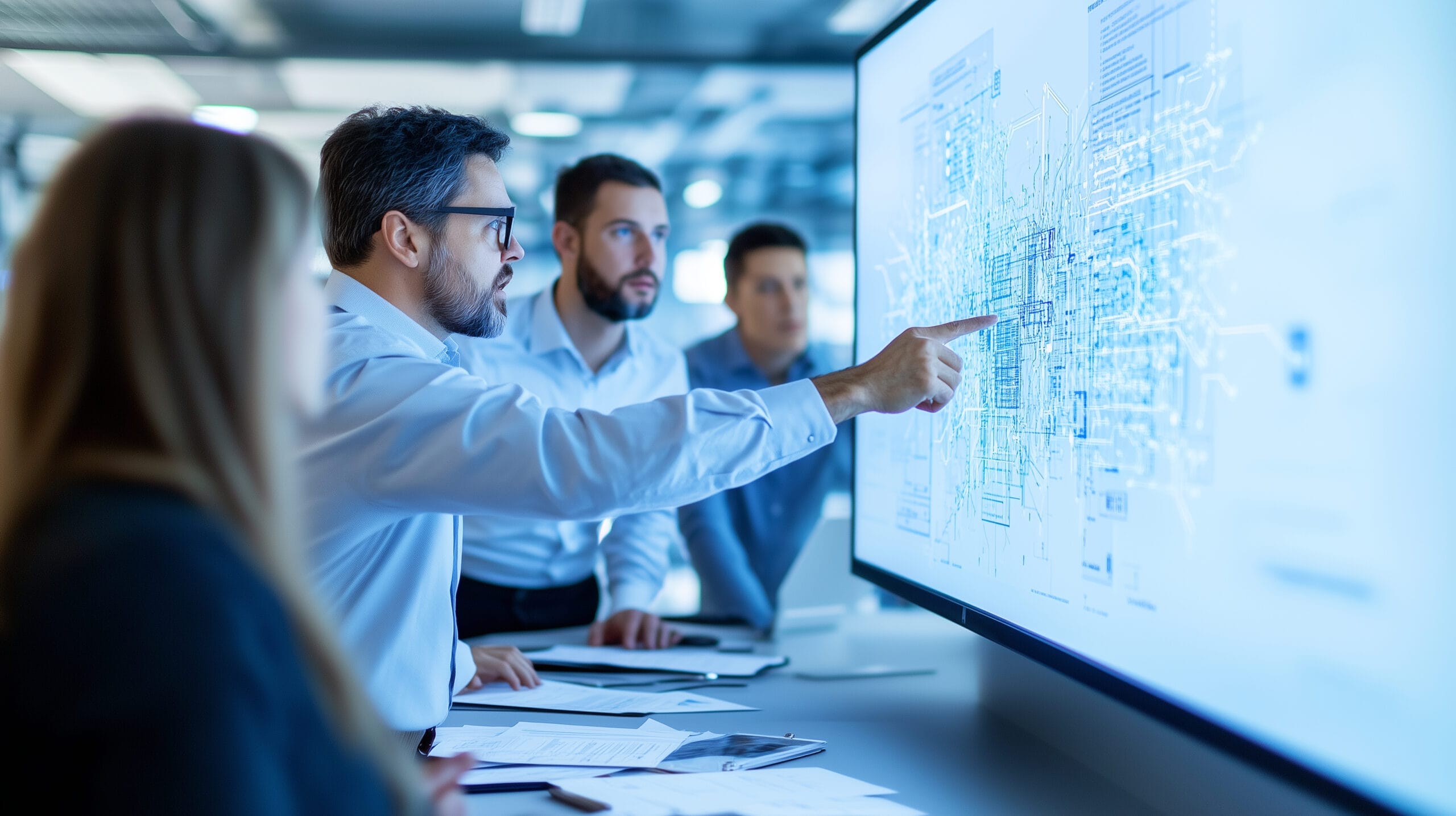 Team of IT Professionals Looking at Screen