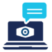 Computer with excerpt icon symbolizing assessment and insights