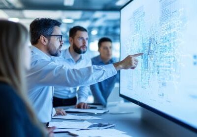 Scalable Cloud Solutions Group of IT professional discussing IT strategy