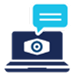 Computer with excerpt icon symbolizing assessment and insights